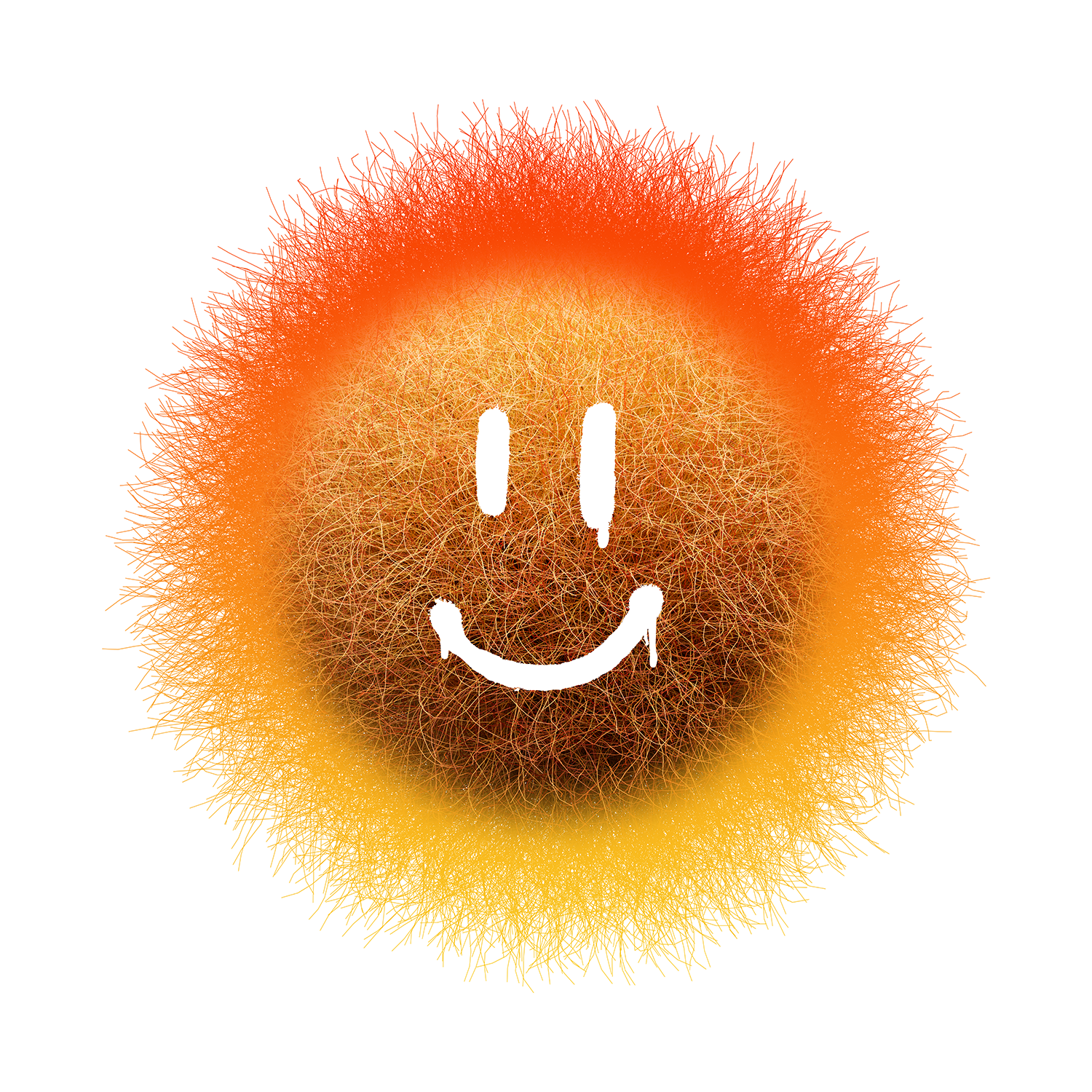 Fur Smiley Face - Orange