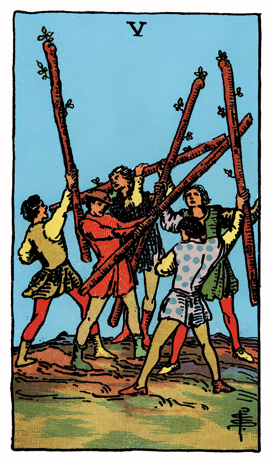 Tarot: Rider-Waite / Five of Wands