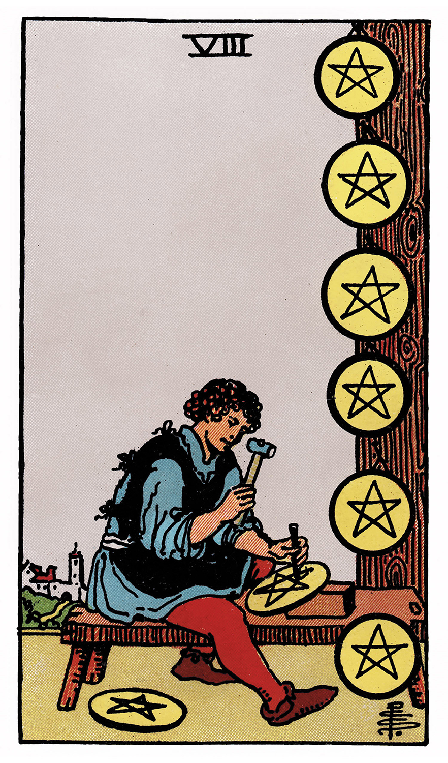 Tarot: Rider-Waite / Eight of Pentacles