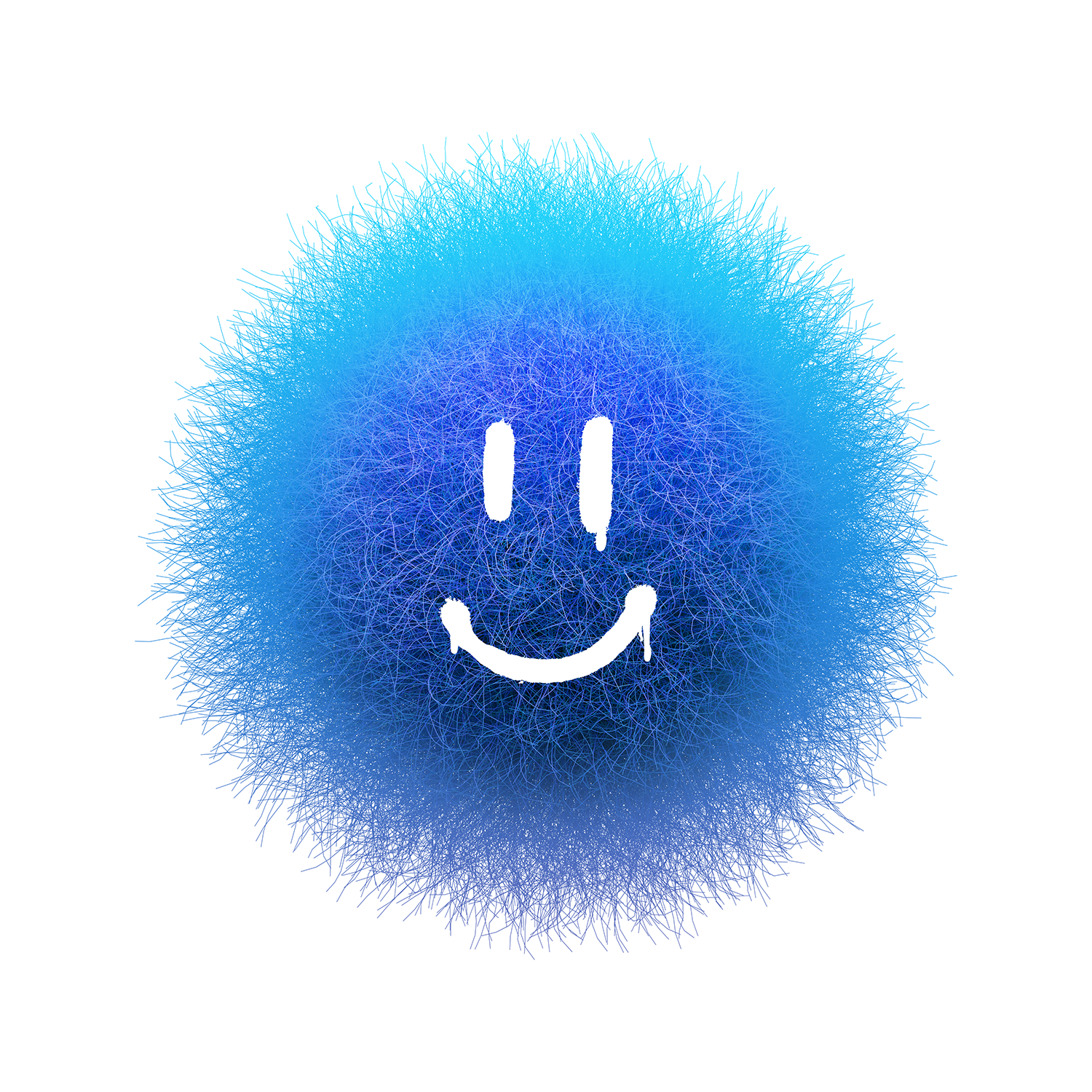 Fur Smiley Face - Blue