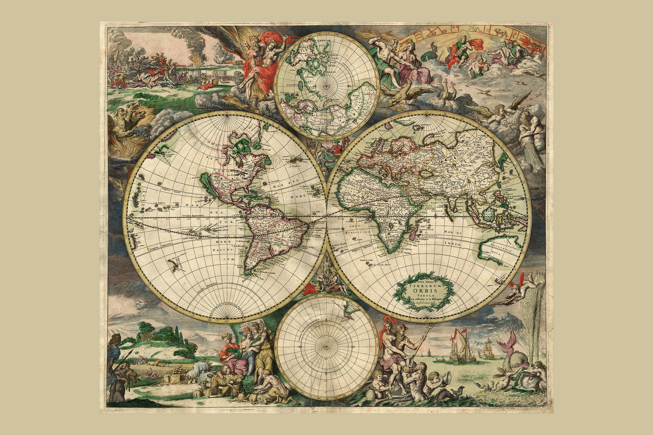 Antique Maps - Terrarium Orbis Tabula: World Map of Terrariums