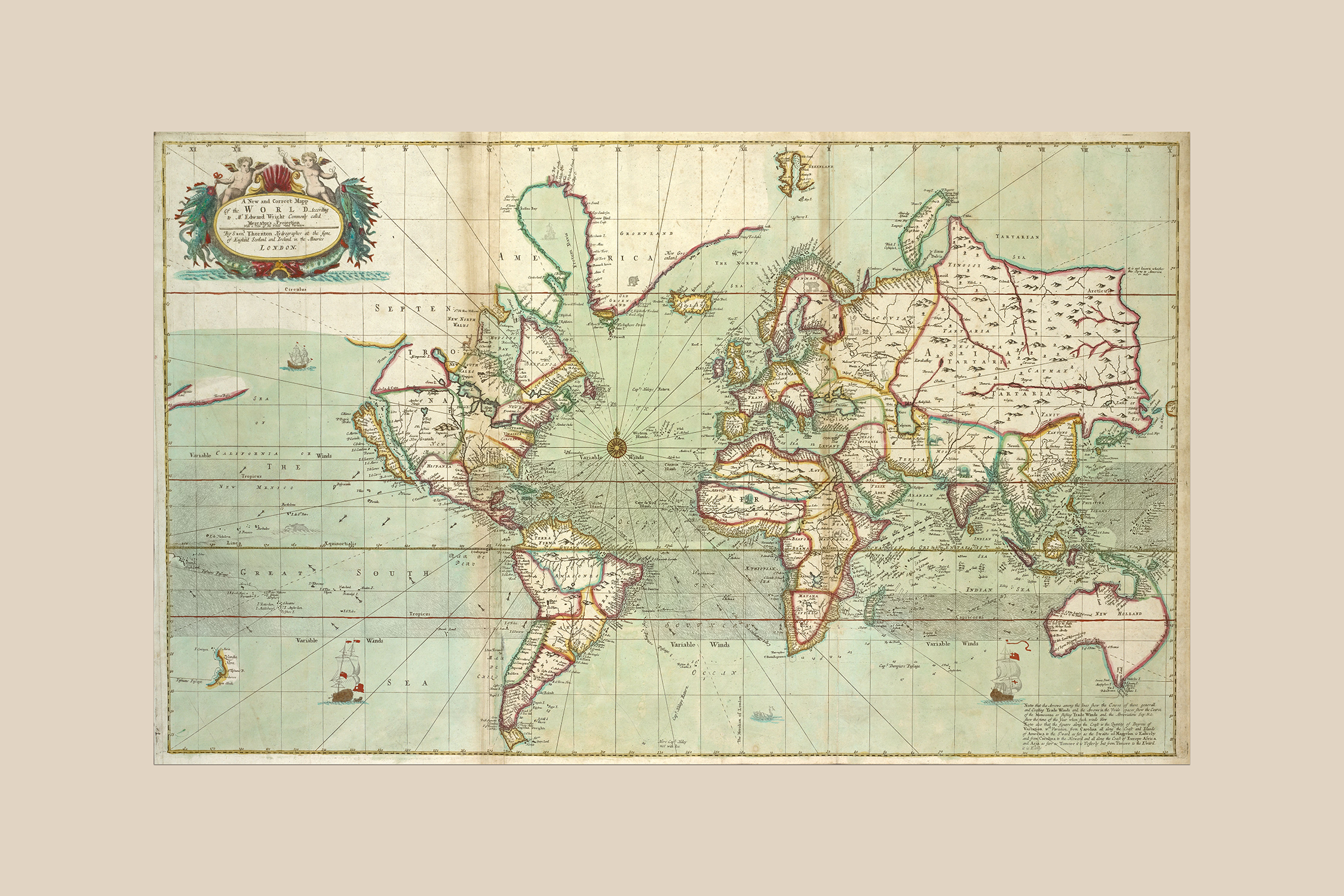 Antique Maps - World Map - Mercator's Projection