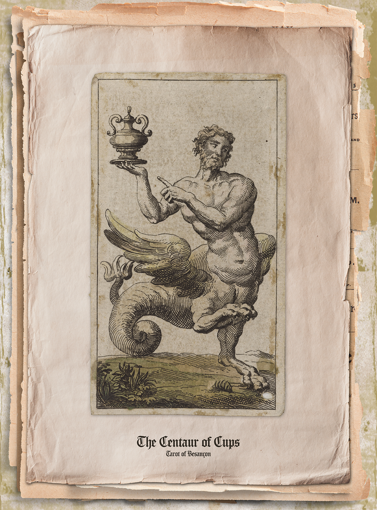 Le Centaure de Coupes / The Centaur of Cups, Tarot de Besançon.