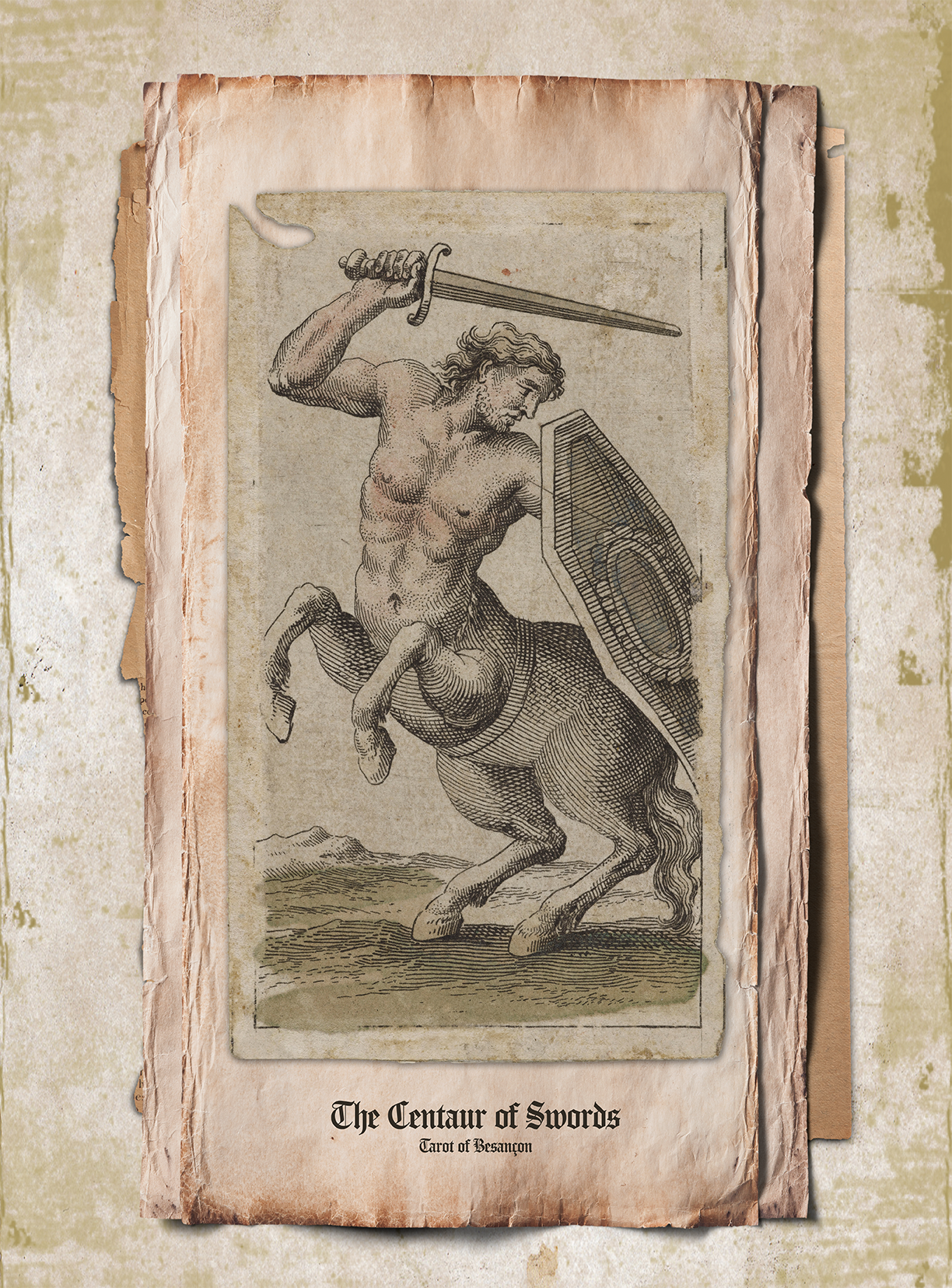 Le Centaure d'Epée / The Centaur of Swords, Tarot de Besançon.