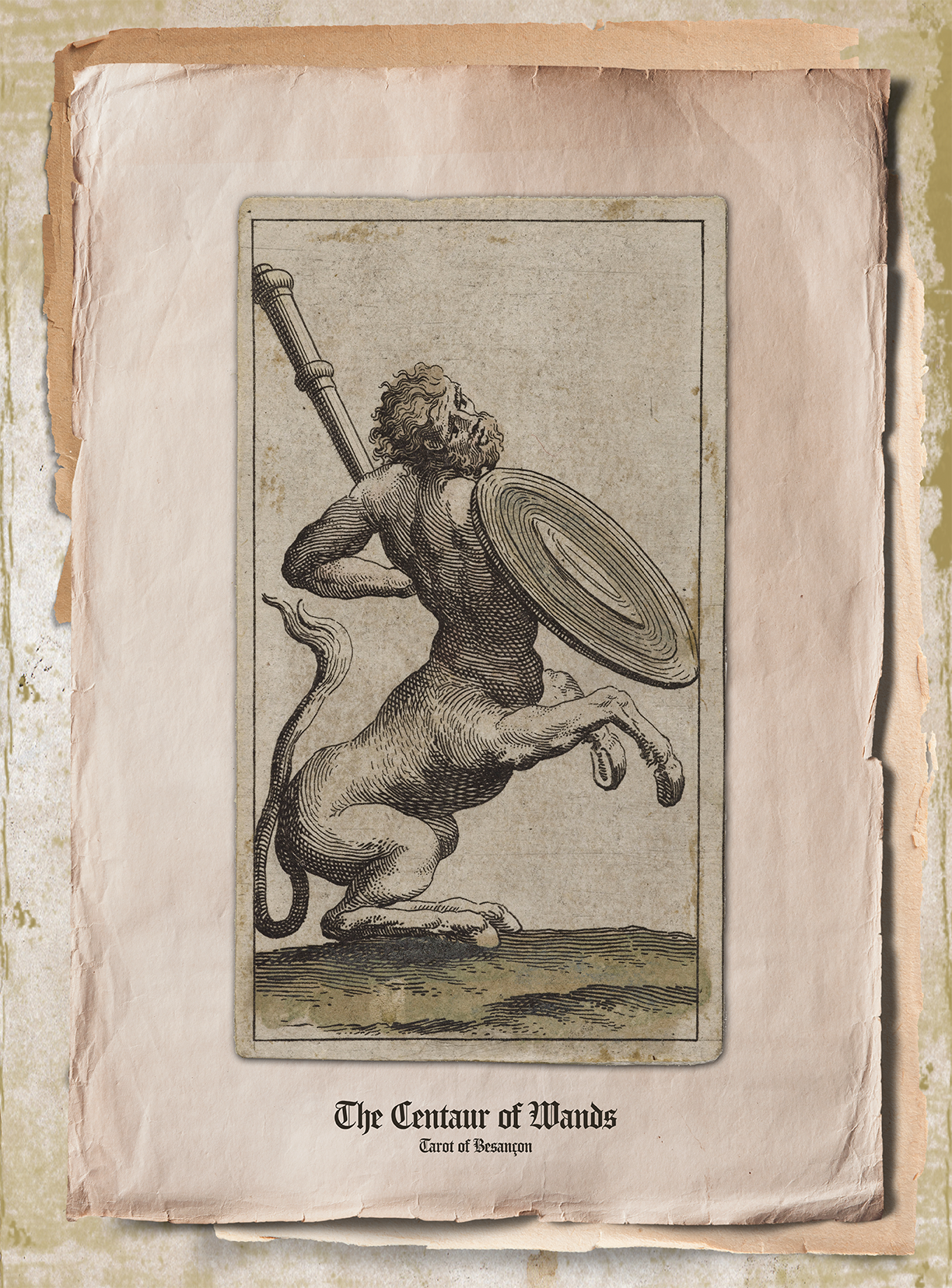 Le Centaure de Bâtonss / The Centaur of Wands, Tarot de Besançon.