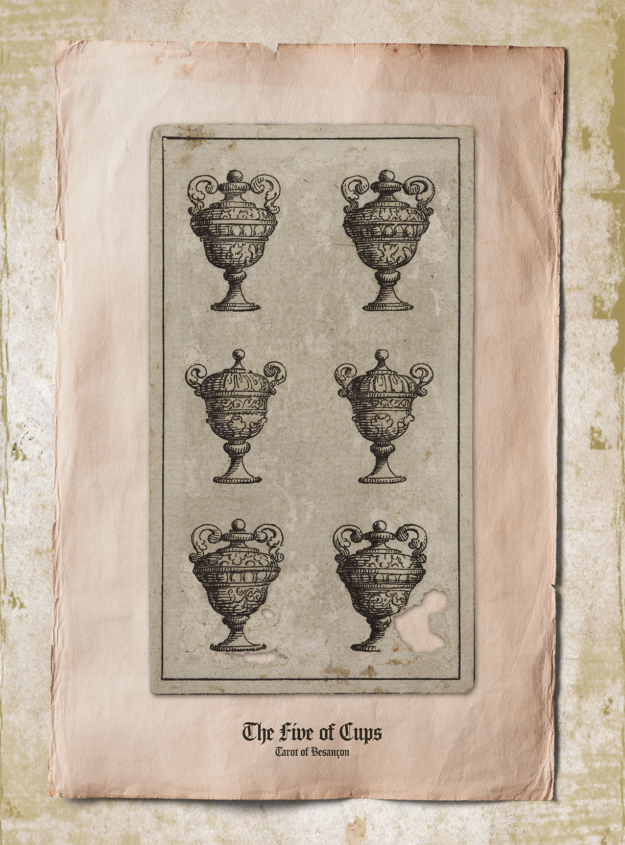 Le Cinq de Coupes  / The Five of Cups, Tarot de Besançon.