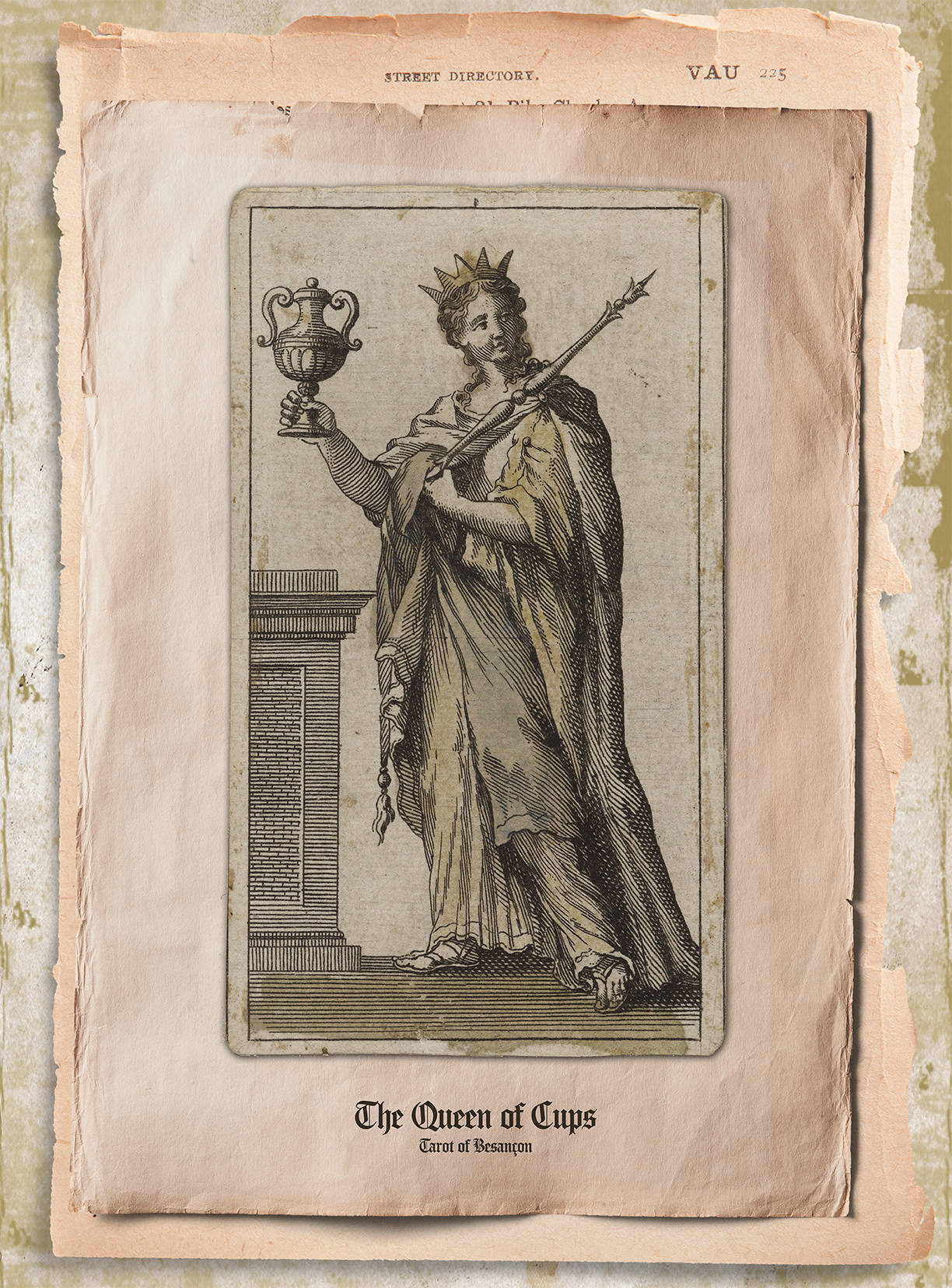 La Reine de Coupes / The Queen of Cups, Tarot de Besançon.