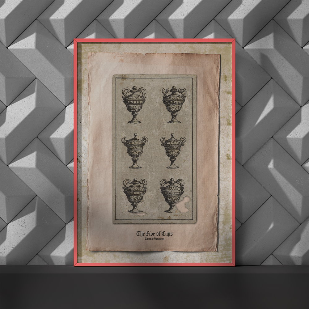 Le Cinq de Coupes  / The Five of Cups, Tarot de Besançon.