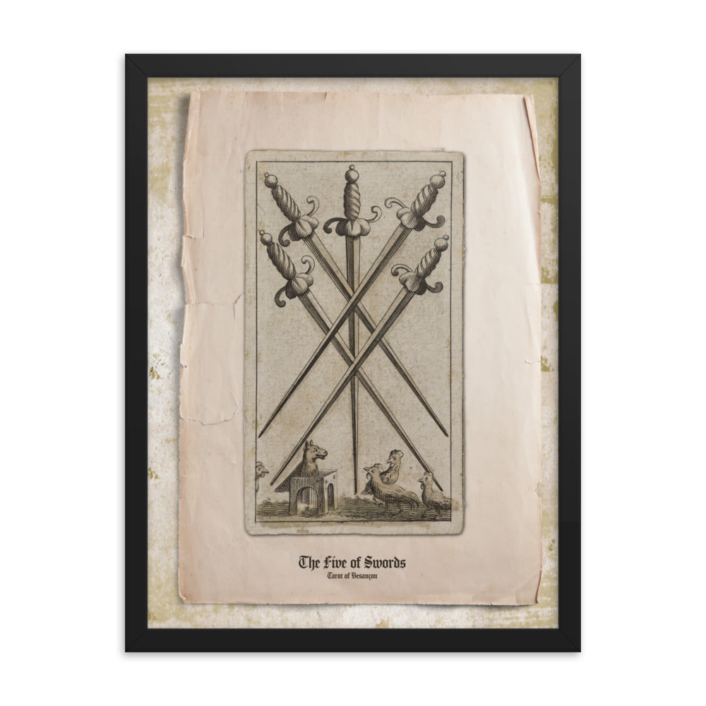 Le Cinq d'Epée / The Five of Swords, Tarot de Besançon.