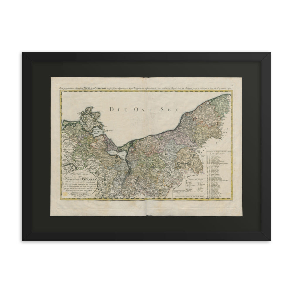 Antique Maps - Hertzogin Pommerin - Ost Zee