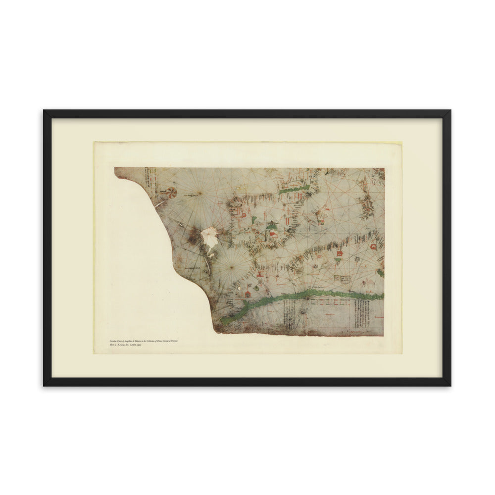 Antique Maps -  Portolan chart by Angellino de Dalorto