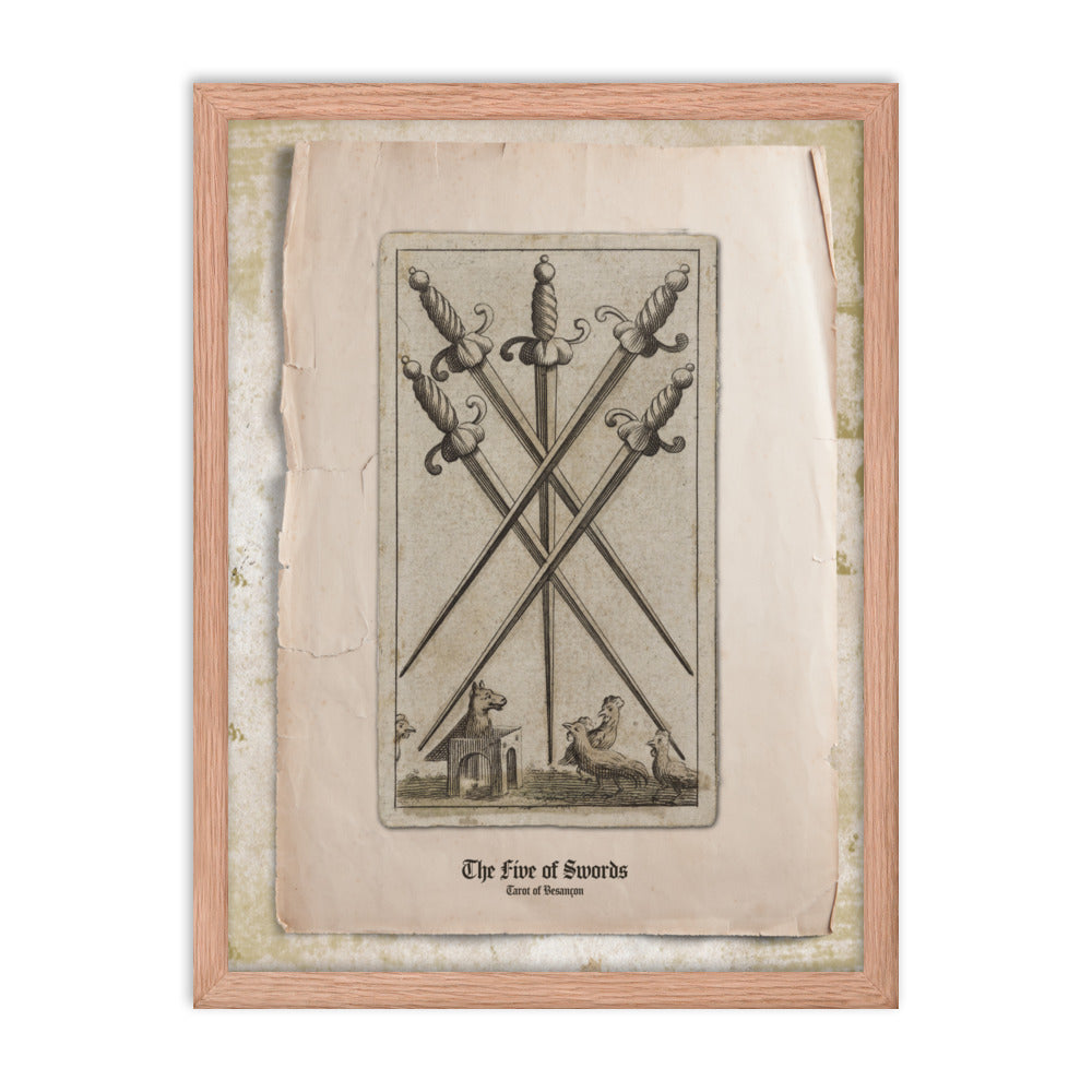 Le Cinq d'Epée / The Five of Swords, Tarot de Besançon.