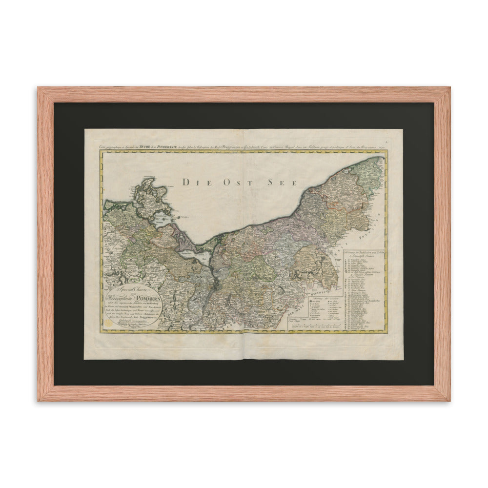 Antique Maps - Hertzogin Pommerin - Ost Zee