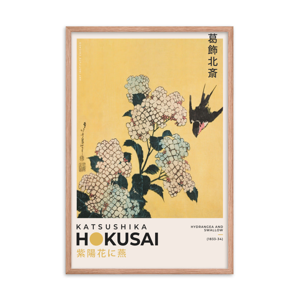 Asian / Oriental- Katsushika Hokusai - Hydrangea and Swallow