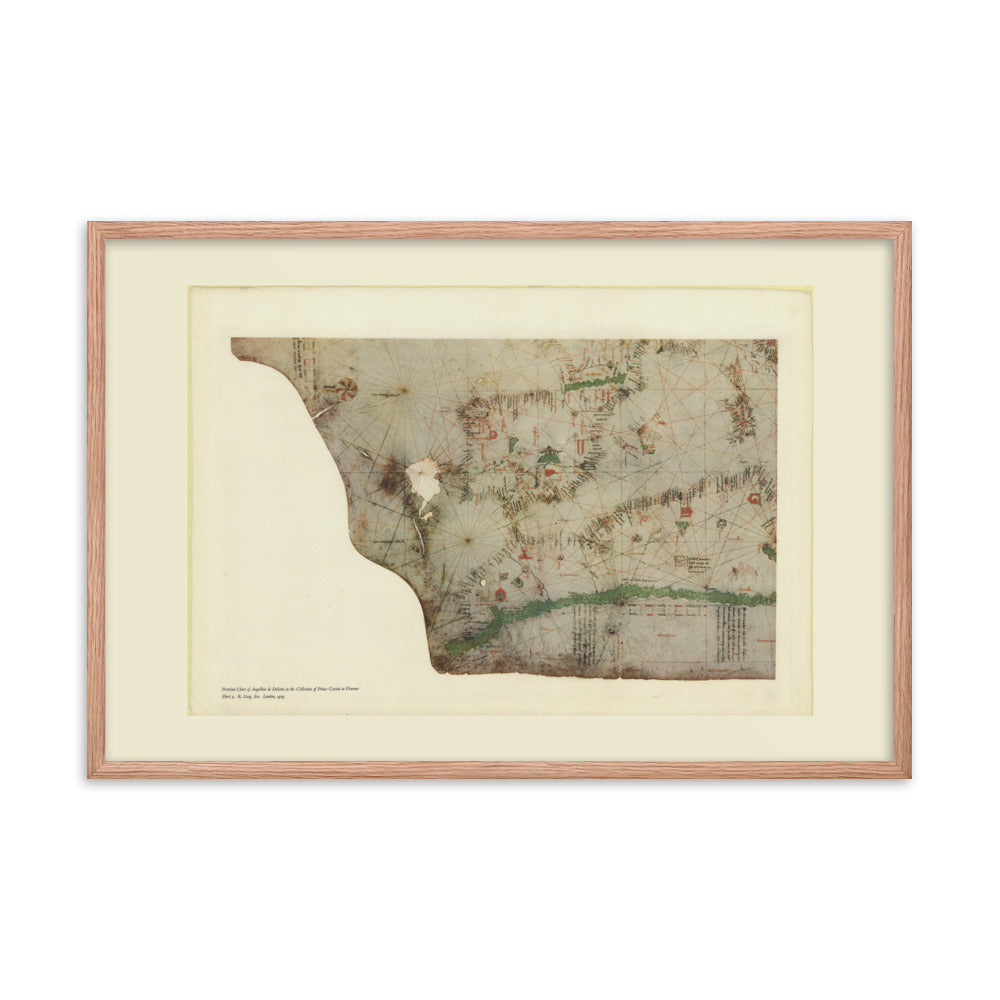 Antique Maps -  Portolan chart by Angellino de Dalorto