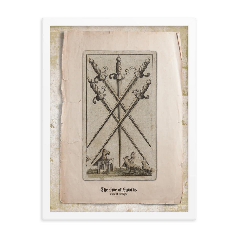 Le Cinq d'Epée / The Five of Swords, Tarot de Besançon.