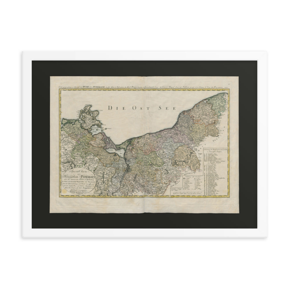 Antique Maps - Hertzogin Pommerin - Ost Zee